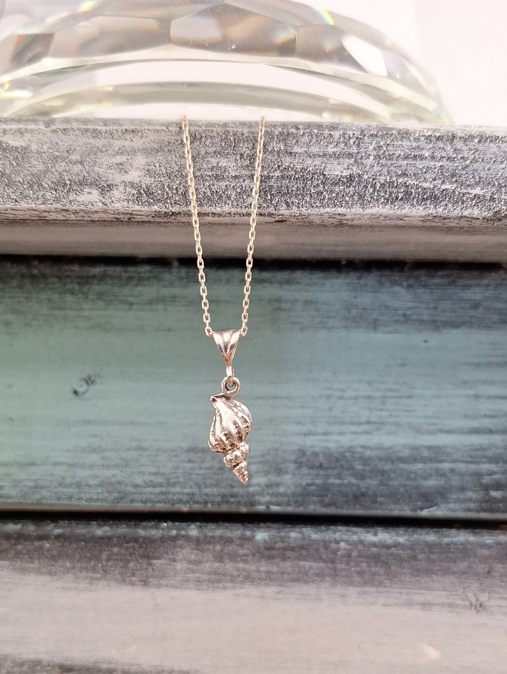 ZZZ--05 Sterling Silver Seashell Pendant Necklace - Silver